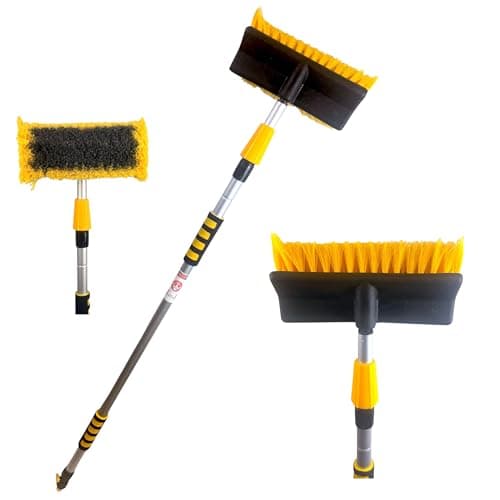 Image of Water Flow Extendable Car Wash Brush with Telescopic Handle, 2 Section Pole - 2m Extendable Soft Bristles, Car Cleaning Kit with Built-In Hose for Cars, Vans, Lorries, and Caravans, Lightweight