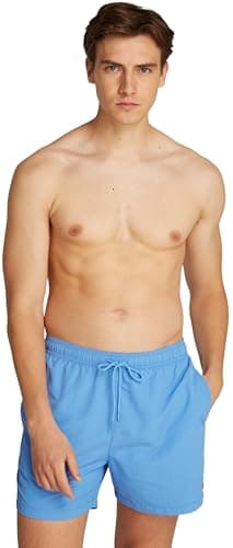 Image of Tommy Hilfiger Men's Medium Drawstring Um0Um03477 Swim Trunk, Blue (Blue Spell), XL