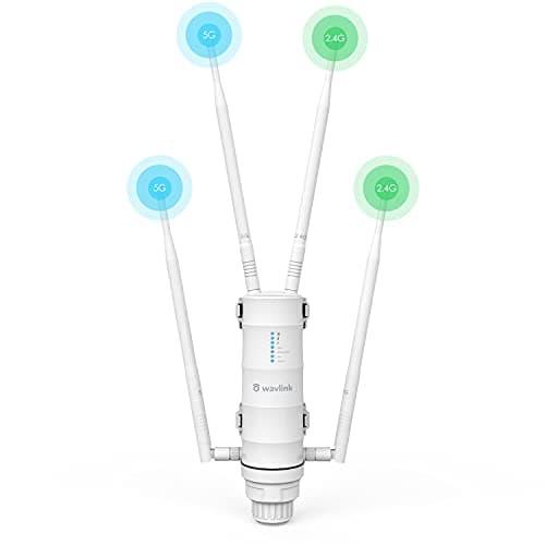 Image of WAVLINK AC1200 Outdoor Wireless Access Point, Dual Band 1167Mbps Weatherproof WiFi Access Point support 60m Passive PoE, 2 Gigabit Ethernet, 4 Modes, Flexible installation kit