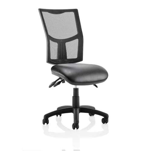 Image of OPO Eclipse Plus III Mesh Back Operator Chair | Enhanced Deeper Seat with Large Mesh Backrest and Optional Armrests | Backrest Angle Adjustment | Triple Lever Mechanism None Black Leather