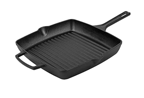 Image of Prestige Nadiya Cast Iron Square Griddle Pan - 25cm, Pre-Seasoned, Induction & Oven Safe, Non-Stick, Black