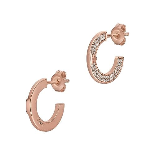 Image of Emporio Armani women's creole earrings sterling silver rose gold-tone, EG3590221