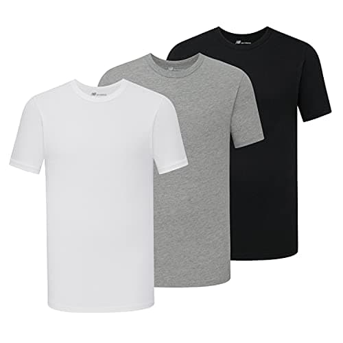 Image of New Balance Men's Cotton Performance Crew Neck Tee T-Shirt, Black/White/Heather Grey, Medium