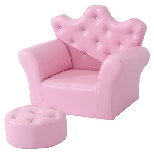 Image of HOMCOM Kids Armchair Toddler Chair Sofa Set with Free Footstool Pink