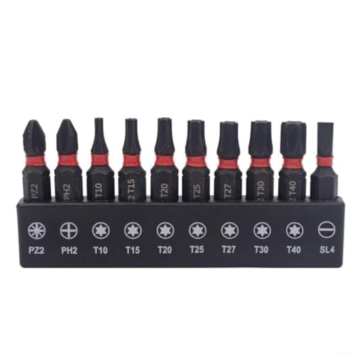 Image of Nexbrill 25mm Screwdriver Bits Set, 10-Piece Magnetic Steel with 1/4 Inch Shank for Driver, Includes T10-T40 PZ2 PH2 for TORX for POZIDRIV for PHILLIPS Head for Automotive Repair niture Assembly