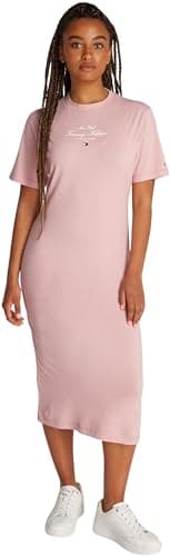 Image of Tommy Hilfiger Women’s Script Midi T-Shirt Dress, Pink (Foggy Pink), XL
