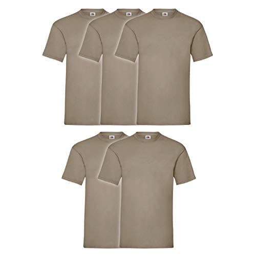 Image of Fruit of the Loom Valueweight Men’s T-Shirt, Pack of 5, khaki, L