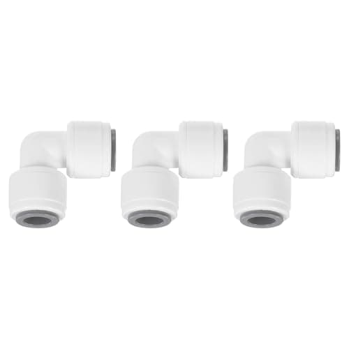 Image of sourcing map 3Pcs Push to Connect Fittings, 5/16" OD x 5/16" OD Air Hose Fittings Tube&Hose&Pipe Quick Connect Fitting Plastic 90 Degree Elbow Union Coupling for RO Water System, White (8-8mm)