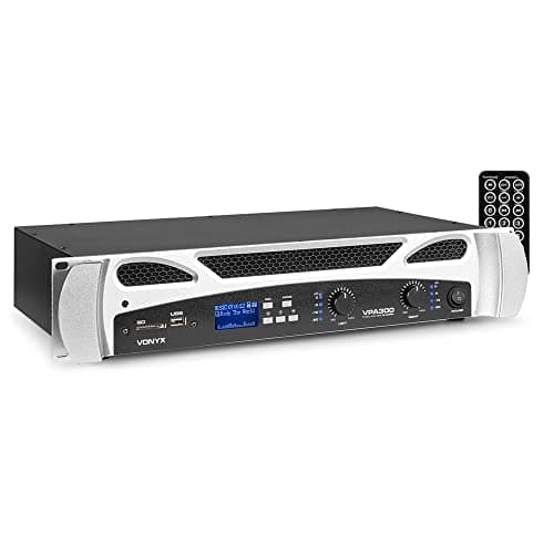 Image of VONYX VPA300 300W 2-Channel Stereo Bluetooth Power Amplifier – DJ & PA Audio Amp with USB/SD Media Player, MP3 Playback & Recording, Rack Mountable (2U)