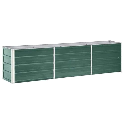 Image of vidaXL Galvanised Steel Garden Raised Bed - Green Outdoor Planter Pot, Ideal for Gardening Vegetables, Herbs and Flowers, Easy to Assemble, 240x40x45cm