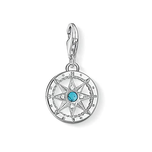 Image of Thomas Sabo Women Charm Pendant Compass Travel Charm Club 925 Sterling Silver 1228-405-17