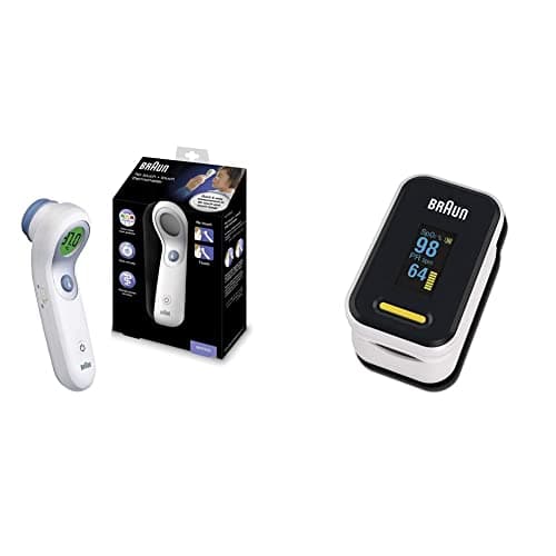 Image of Braun Healthcare No Touch + Forehead Thermometer, BNT300 & Braun Pulse Oximeter 1 (Oxygen Saturation, Blood Oxygen Levels, Clinically Accurate, Certified Medical Device) YK-81CEU