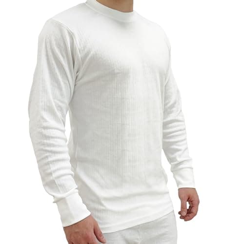 Image of Mens Thermal Work Base Layer Long Sleeve T Shirt Size S to 5 XL - Work & Leisure Warm Thermal T Shirts White