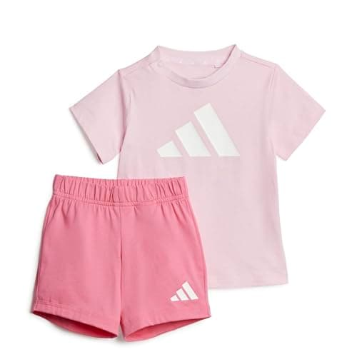 Image of adidas Unisex Baby ESSENTIALS BIG LOGO T-SHIRT SET, clear pink/white, 6-9 Months