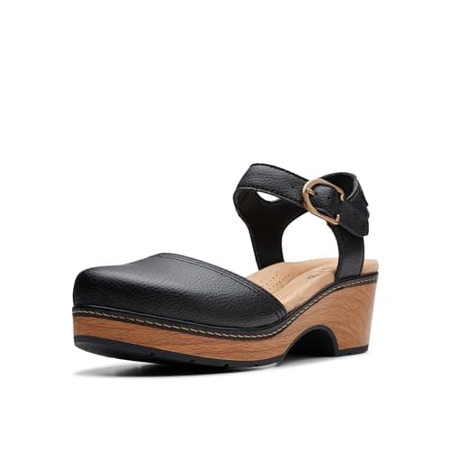 Image of Clarks Women's Paizlee Bay Clog, Black Leather, 8 UK