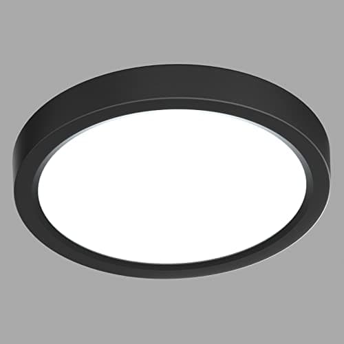 Image of LVL LED Round Small Ceiling Light, 12W CCT Flat Ceiling Lights, Modern Flush Ceiling Lamp for Hallway, Bathroom, Corridor, Kitchen, Bedroom, Utility Room, Office(Black, Φ18cm-12W)