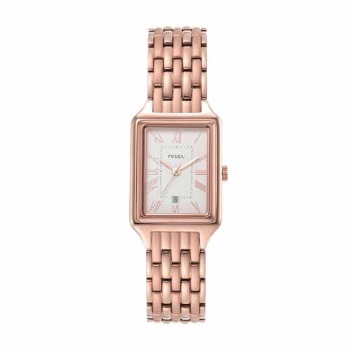 Image of Fossil Raquel Watch for Women, Quartz Three Hand Movement with Stainless Steel Strap,Rose Gold Tone and White