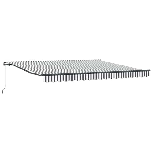 Image of vidaXL Manual Retractable Awning - 400x300 cm, Anthracite/White, Aluminium Frame, UV- Polyester Fabric