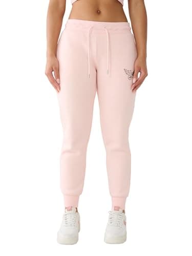 Image of True Religion Brand Jeans Women's Retro Horseshoe Midrise Knit Jogger, Rose, XS