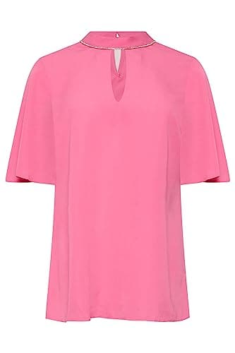 Image of M&Co Hot Embellished Neck Keyhole Blouse - Women's Pink