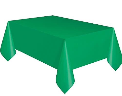 Image of Solid Emerald Green Rectangular Plastic Table Cover (137cm x 274cm) 1 Count - Elegant & Durable Tablecloth for Parties, Events, and Home Use