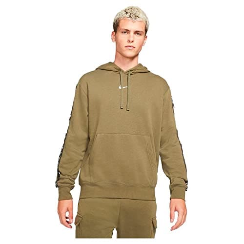 Image of Nike DM4676 M NSW REPEAT FLC PO HOODIE BB Sweatshirt mens medium olive/white L