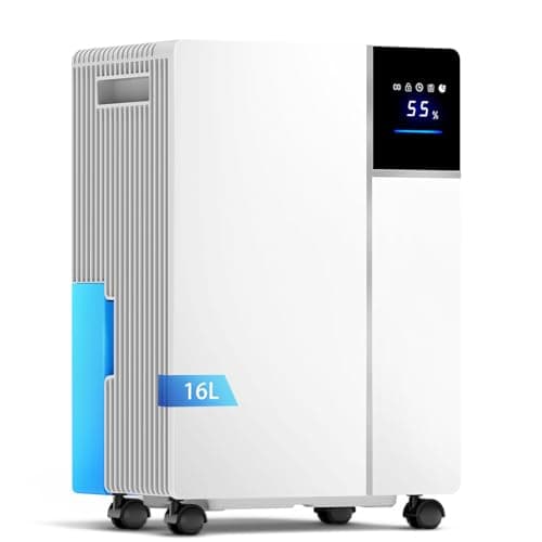 Image of 16L/Day Dehumidifier with Auto Humidity Sensor & Digital Display, 24H Timer, Childlock, Sleep Mode, 3 Color Light, Smart Dehumidify for Home Basement Office Garage, With 2L Water Tank & Drain Hose