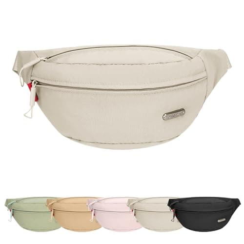 Image of Mayoii Lightweight Bum Bag for Travel Sport Hiking Stylish Bumbags for Ladies and Bumbags for Men Water Resistant Fanny Pack for Women Adjustable Waist Belt (1, White, One Size)