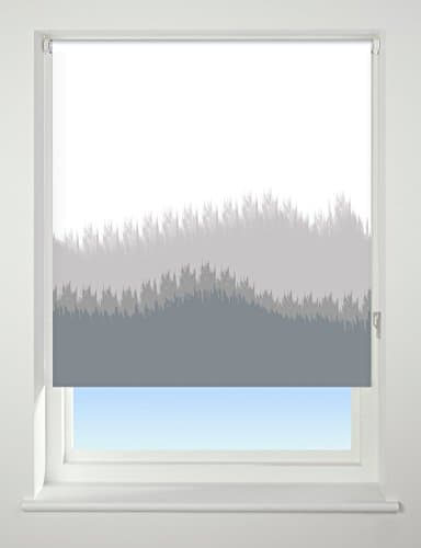 Image of UNIVERSAL Blur Border Patterned Thermal Blackout Roller Blind, Grey, W60cm