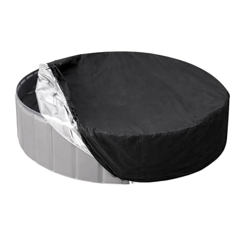 Image of Swimming Pool Cover, Plastic Paddling Pool Accessory, Bestway 10ft Pool Cover, Rectangular Paddling, Hot Tub Lid, 122 Cm Diameter, 30 Cm Height, Black