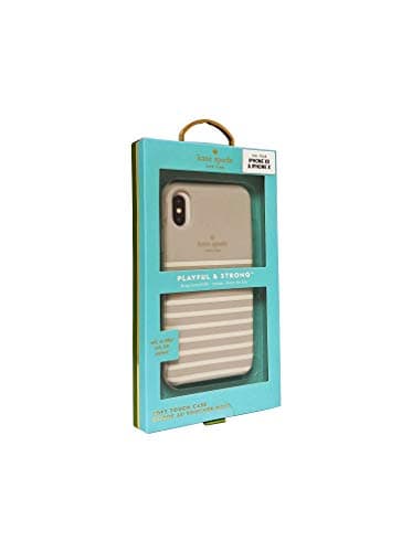 Image of kate spade new york Protective Hardshell Case for Moana - Soft Touch Comold Feeder Stripe Clocktower/Cream/Gold Logo