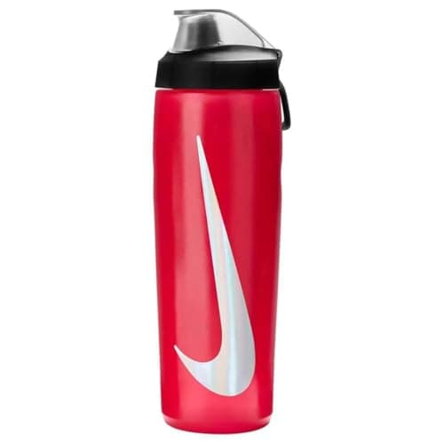 Image of Nike Refuel Bottle Locking Lid 24oz 709 ml Water Bottle Sports Bottle Training Fitness Leakproof, University Red/Black/Silver Iridescent