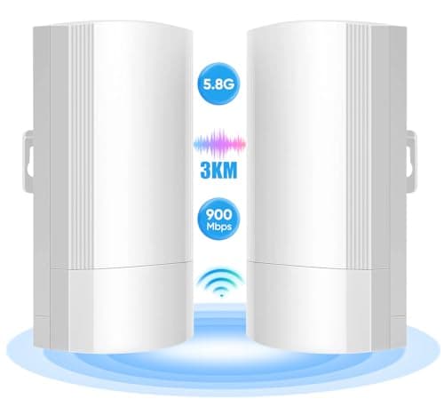 Image of Wireless Bridge,Point to Point Wireless Bridge Extending WiFi to Outbuildings Long Range up to 2-3KM CPE200 with 12dBi High-Gain Antenna,24V PoE Power, IP65 Waterproof, 2 Pack White