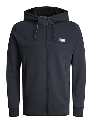Image of JACK & JONES Male Hooded Jacket Logo Hooded Jacket, Dark Navy, M