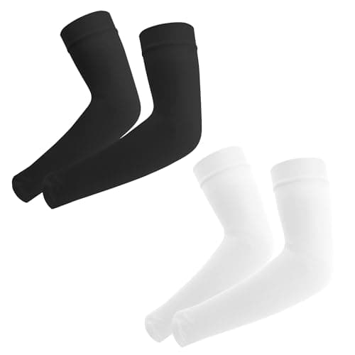 Image of Arm Sleeves,Arm Sleeves Women,Arm Sleeves Men,Tattoo Sleeves For Men,Arm Warmers,Arm Protection Sleeves,Arm Compression Sleeves For Women,Arm Warmers Cycling,Volleyball Arm Sleeves,Black White 2Pairs