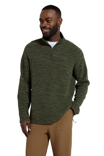 Image of Mountain Warehouse Snowdon Mens Micro Fleece Top - Breathable Antipill, Half Zip Collar Sweater, Quick Drying Smooth Pullover - For Spring Summer & Outdoors Dark Khaki L