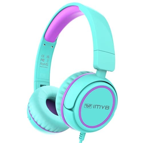 Image of IMYB V1 Kids Headphones, Wired Stereo Foldable Tangle-Free 3.5mm Adjustable On-Ear Headphones for Kids for School/Toddlers/Childrens/Teens/Boys/Girls/Ipad/Tablet/Kindle/Phones/Travel/Plane (Green)