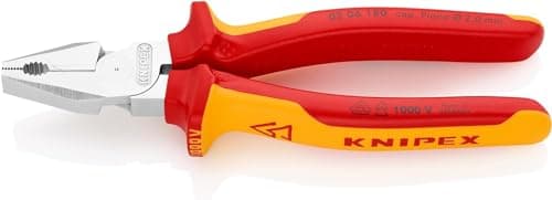 Image of KNIPEX High Leverage Combination Pliers Chrome-Plated Insulated with Multi-Component Grips, VDE-Tested 180 mm, 02 06 180