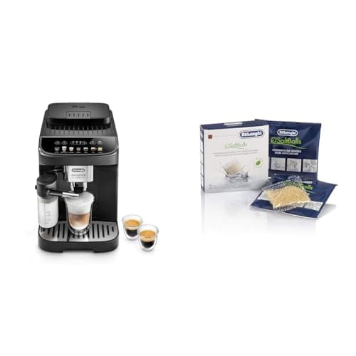 Image of De'Longhi Magnifica Evo, Bean to Cup Coffee and Cappuccino Maker, ECAM292.81.B, Black & Softballs, 2 bags, balls prevent the formation of limestone water, universal coffee