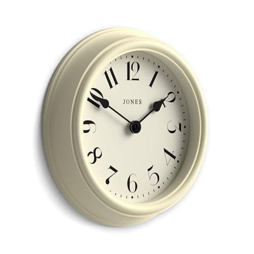 Image of Jones Clocks® Frieze wall clock | Small elegant classic round clock | 23cm | Cream | Pretty design ideal for the kitchen, living room, bedroom, large or small spaces