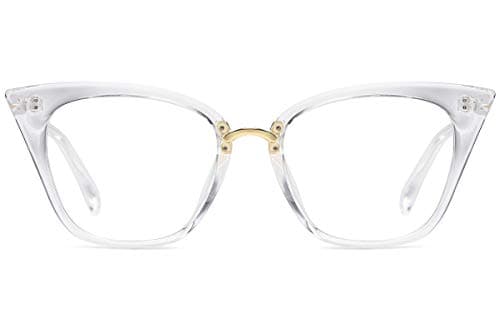 Image of MORESHINE Cute Cateye Blue Light Blocking Glasses For Womens Fashion Computer Clear Eyeglasses Frames Anti Eye Strain, 97093-c1 Crystal, Medieum