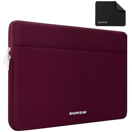 Image of RAINYEAR 15.6 Inch Laptop Sleeve Case Compatible with Most 15.6 Inch Chormebook Notebook Ultrabook, 16 inch Ultra Slim Bezel Laptop Protective Portable Computer Cover Bag, Red