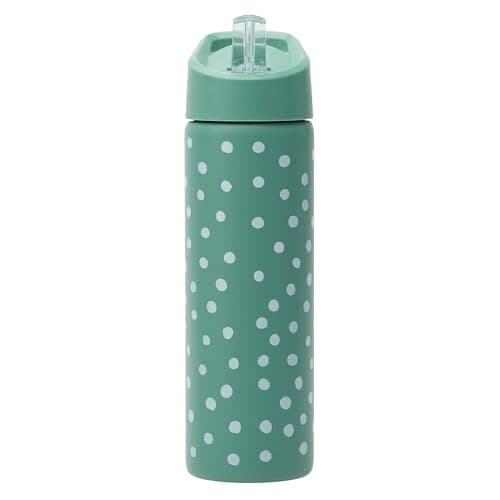 Image of Smash Stainless Steel Water Bottle with Flip Top Lid and Straw - Polka 750ml, Green