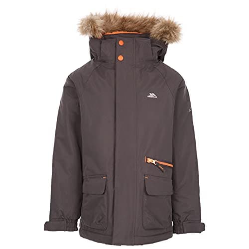 Image of Trespass Boys Padded Waterproof Jacket Detachable Hood Parka Style Raincoat Windproof Hooded School Coat Upbeat