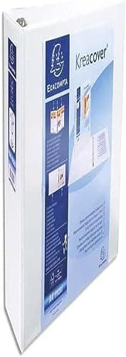 Image of Exacompta - ref. 51845E - 1 customizable rigid opaque binder with 3 pockets - 4 D-rings of 60 mm - Spine 90 mm - External dimensions: 32 x 30 cm - Format to be filed A4 Maxi - Colour: white