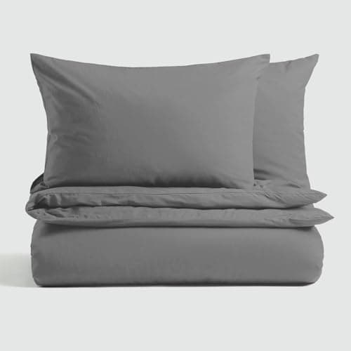 Image of MAGNA COLLECTION King Size Duvet Cover Set - Hotel Quality King Size Bedding Set (230x220cm) with Matching Pillowcases - Soft Brushed Microfibre Polyester Duvet Cover (Grey, King)