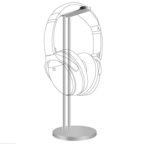 Image of GEEKRIA Aluminum Alloy Headphones Stand for Over-Ear Headphones, Gaming Headset Holder, Desk Display Headphone Hanger with Solid Heavy Base, Compatible with Beats, Sennheiser (Matt Silver)