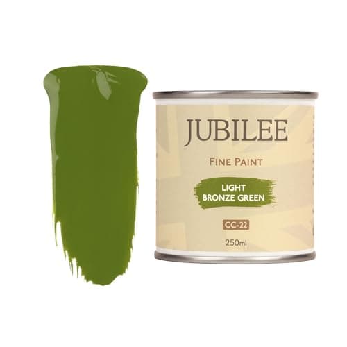 Image of Guild Lane Jubilee Furniture Paint – Upcycle & Transform Wood, Metal & Glass – Soft Sheen Finish for Indoor & Outdoor – Durable & Easy to Apply Multi-Surface Paint (Light Bronze Green, 250ml)