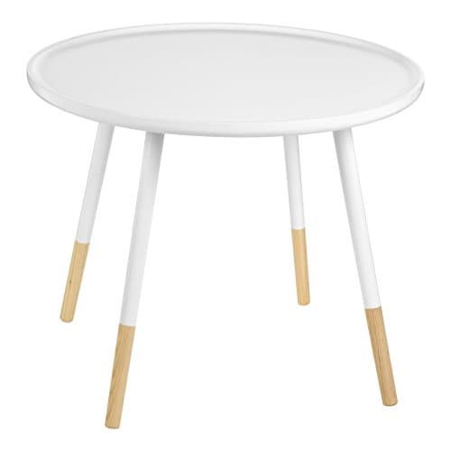 Image of Premier Housewares Viborg Round Side Table, Wood, White, 48 x 60 x 60 cm