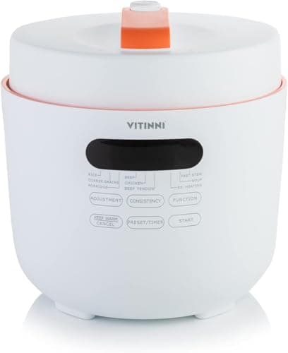 Image of Vitinni Pressure Cooker - 9 Function Multi Cooker Pot, 1.8 Litre, Stainless Steel Electric Food Warmer with Removable Bowl, Digital Display, White & Orange Design Electric Pot
